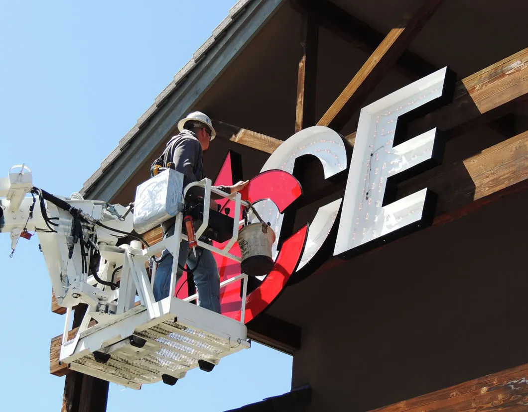 Sign installation crew at work