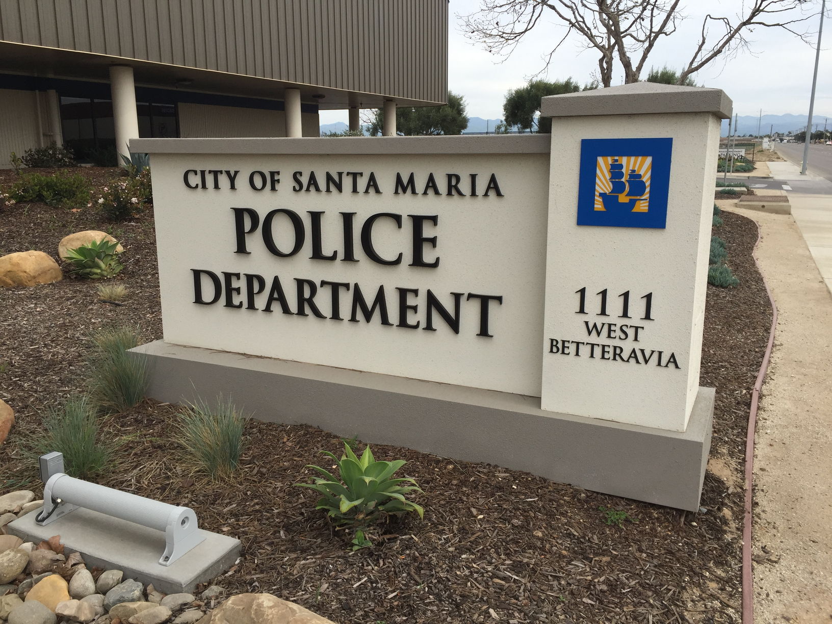 Monument sign at police station